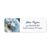 Mystieke witte tijger en vrouw etiket (Voorkant)