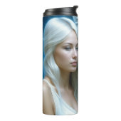 Mystieke witte tijger en vrouw gepersonaliseerd thermosbeker (Gedraaid links)