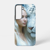 Mystieke witte tijger en vrouw samsung galaxy hoesje (Achterkant)