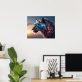 Mystieke Witte Tijger SciFi Fantasy Steampunk Kuns Poster (Thuiskantoor)