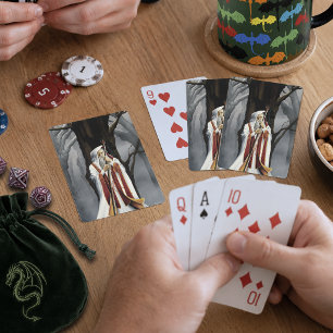 Mystieke Witte Tovenaar Raaf Eik Fantasie Pokerkaarten