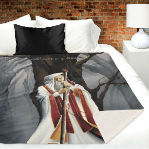 Mystieke Witte Tovenaar Raaf Eik Fantasie Sherpa Deken