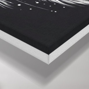 Mystieke Witte Uil Maan Kunst op Zwarte Canvas Afdruk