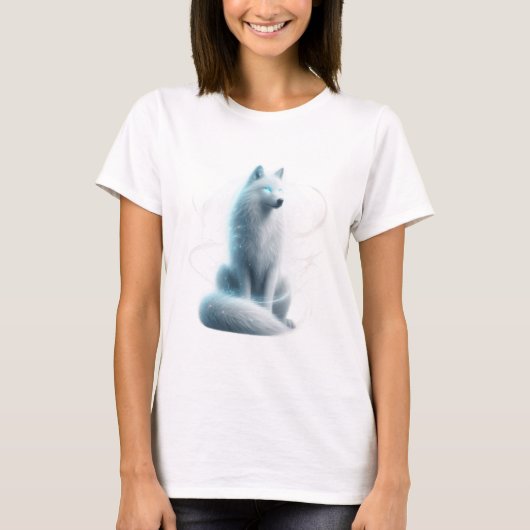 Mystieke Witte Wolf - Bewaker van het Geestenrijk T-shirt (Voorkant)