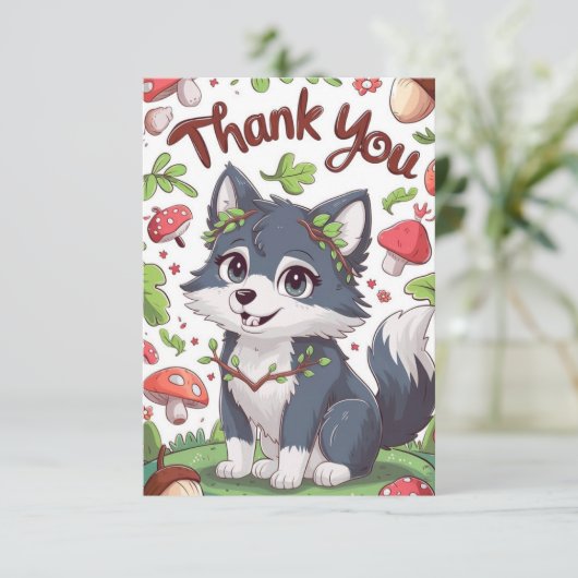 Mystieke  wolf bedankkaart (Staand voorkant)