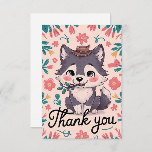 Mystieke wolf bedankkaart (Voorkant / Achterkant)