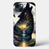 Mystieke wolf die huilt bij Moon Surreal Case-Mate iPhone Case (Achterkant)