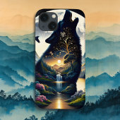 Mystieke wolf die huilt bij Moon Surreal Case-Mate iPhone Case
