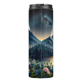 Mystieke wolf die huilt bij Moon Surreal Thermosbeker (Achterkant)