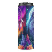Mystieke Wolf Dreamcatcher onder gloeiende maanhem Thermosbeker (Achterkant)
