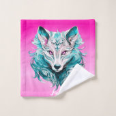 Mystieke wolf | Elegante turquoise & roze wolf Bad Handdoek (Wasdoekje)