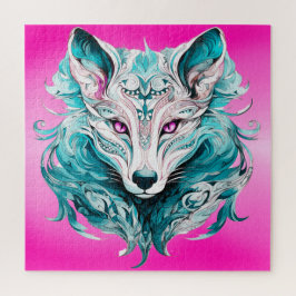 Mystieke wolf | Elegante turquoise & roze wolf Legpuzzel