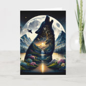 Mystieke Wolf Howling bij de surrealistische verja Kaart (Voorkant)