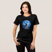 Mystieke Wolf Huilend Tri-Blend Shirt (Voorkant volledig)