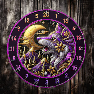 Mystieke wolf huilt bij volle maan dartbord