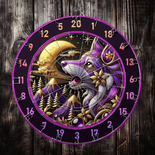 Mystieke wolf huilt bij volle maan dartbord