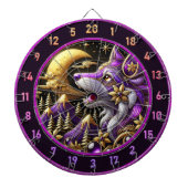 Mystieke wolf huilt bij volle maan dartbord (Voorkant)