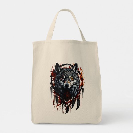 Mystieke Wolf met Dreamcatcher Tote Bag (Achterkant)