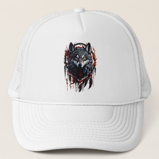 Mystieke Wolf met Droomvanger Trucker Pet (Voorkant)
