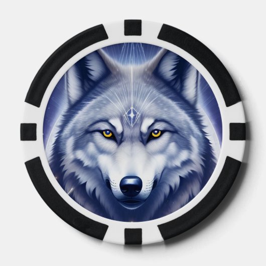 Mystieke Wolf Portret Kunst Poker Chips (Voorkant)