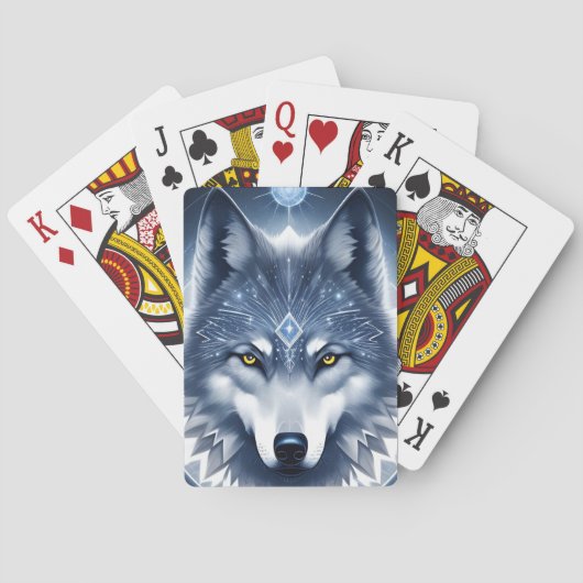 Mystieke Wolf Portret Kunst Pokerkaarten (Achterkant)
