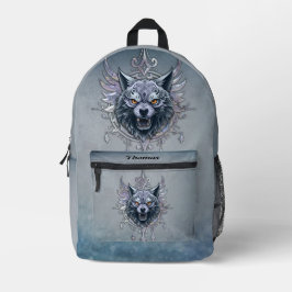 Mystieke wolfskop. bedrukte rugzak