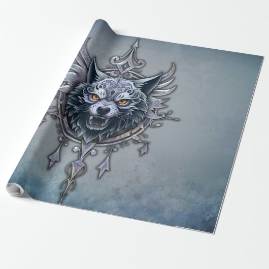 Mystieke wolfskop. cadeaupapier (Uitgerold)