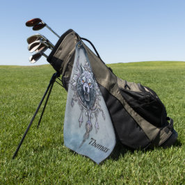 Mystieke wolfskop. golfhanddoek