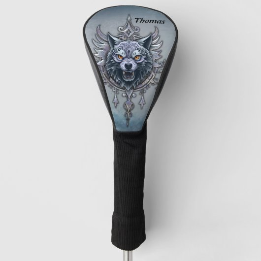 Mystieke wolfskop. golfheadcover (Voorkant)