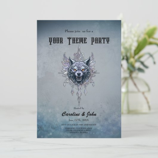 Mystieke wolfskop. kaart (Staand voorkant)