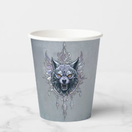 Mystieke wolfskop. papieren bekers