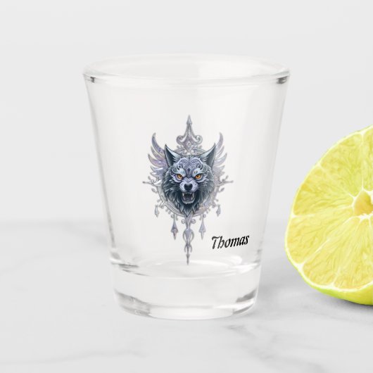 Mystieke wolfskop. shot glas (Voorkant)