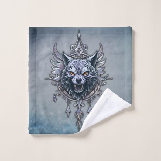 Mystieke wolfskop. washandje (Wasdoekje)