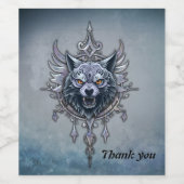 Mystieke wolfskop. wijn etiket (Enkel label)