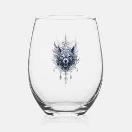 Mystieke wolfskop. wijnglas zonder voet
