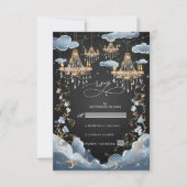 Mystieke wolken weelderige kroonluchter bruiloft RSVP kaartje (Voorkant)