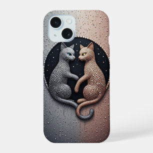 Mystieke Yin Yang Katten ✨ Druppende Donkere Esthe iPhone 15 Case