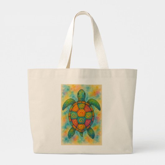 mystieke Zee schildpad Grote Tote Bag (Achterkant)