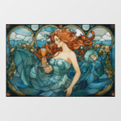 Mystieke Zeemeermin Glas in lood Venster Cling Raamsticker (Vel)