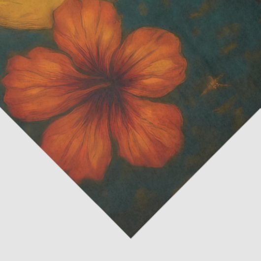 Mystieke Zeemeermin met Hibiscus Bloemen Decoupage Tissuepapier (Detail)