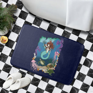 Mystieke Zeemeermin Oceaan Fantasie Blauw Zeeleven Badmat