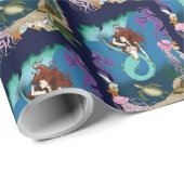 Mystieke Zeemeermin Oceaan Fantasie Blauw Zeeleven Cadeaupapier (Rol Hoek)