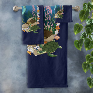 Mystieke Zeemeermin Oceaan Fantasie Blauwe Zeeleve Bad Handdoek