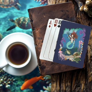 Mystieke Zeemeermin Oceaan Fantasie Blauwe Zeeleve Pokerkaarten