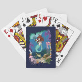 Mystieke Zeemeermin Oceaan Fantasie Blauwe Zeeleve Pokerkaarten (Achterkant)
