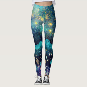 Mystieke Zeemeermin Onderwater Oceaan Melkweg Goud Leggings