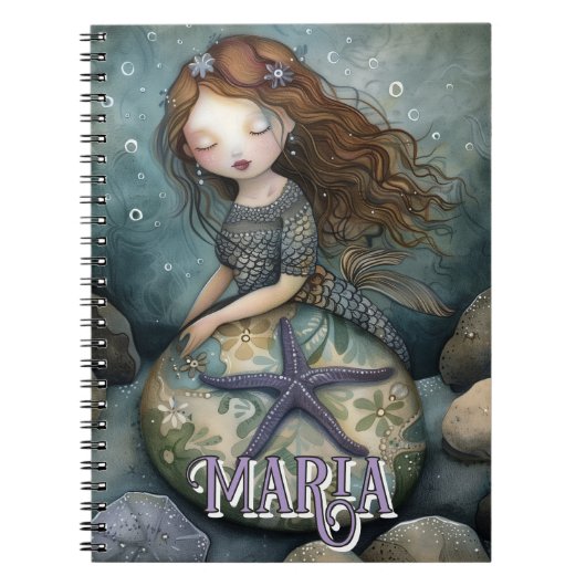 Mystieke Zeemeermin & Zeester Zee Oracle Custom Notitieboek (Voorkant)