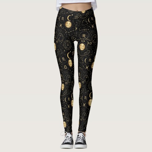 Mystieke Zodiac Print Leggings (Voorkant)