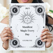 Mystieke zon en maan aangepaste naam manifestatie planner