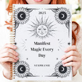 Mystieke zon en maan aangepaste naam manifestatie planner